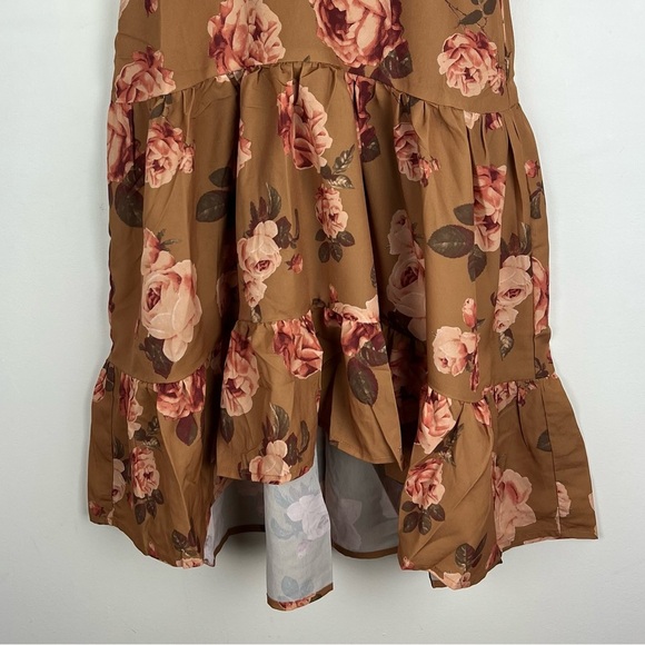 Joyfolie Prairie Cottagecore Cowgirl Ruffle Maxi Ashley Dress Ochre Floral 4 - Picture 3 of 13